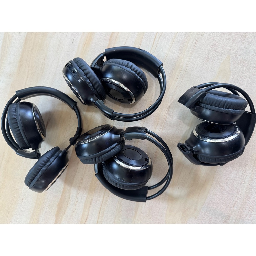 Lot of 4 Black Universal Wireless IR Headphones for Car DVD Entertainment System